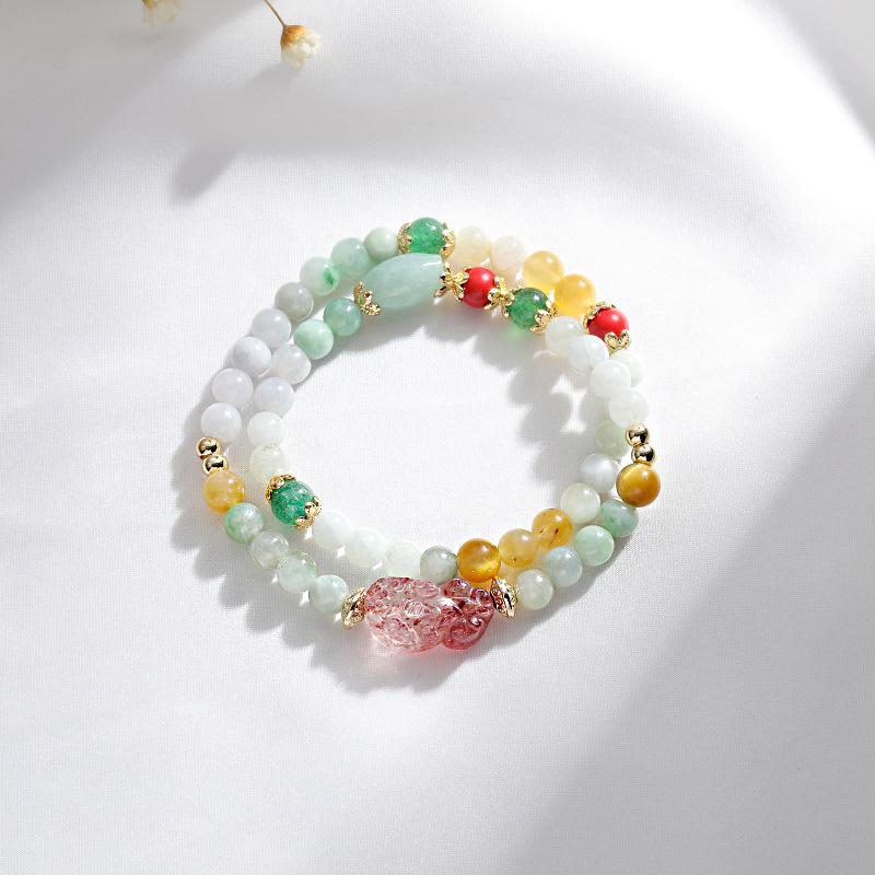 Fengshui Pixiu Wealth Bracelet-Strawberry Crystal
