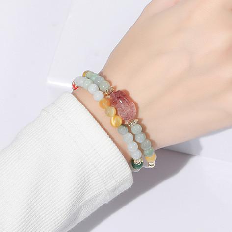 Fengshui Pixiu Wealth Bracelet-Strawberry Crystal