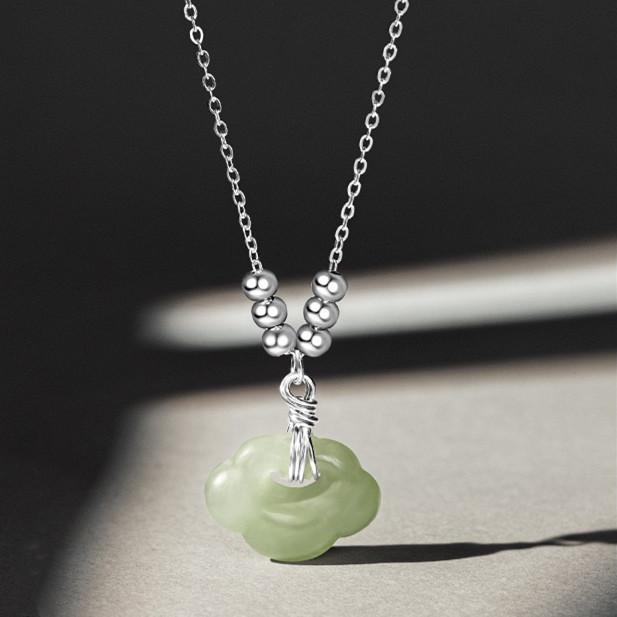 Good Fortune Ru Yi Green Jade Necklace-Gentle Wishes