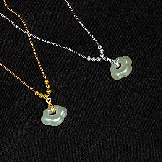 Good Fortune Ru Yi Green Jade Necklace-Gentle Wishes