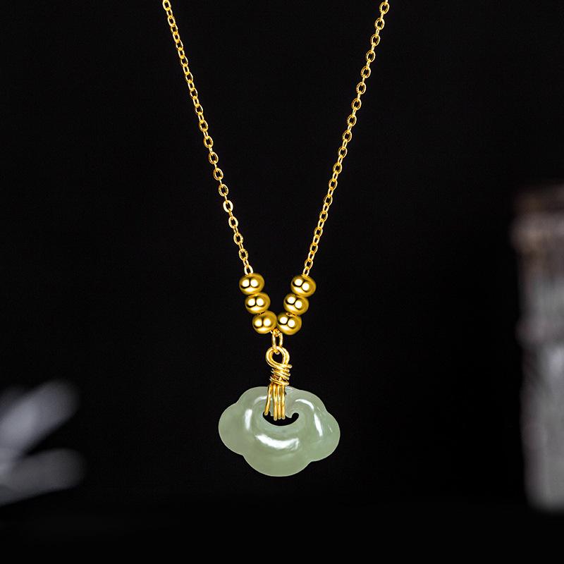 Good Fortune Ru Yi Green Jade Necklace-Gentle Wishes