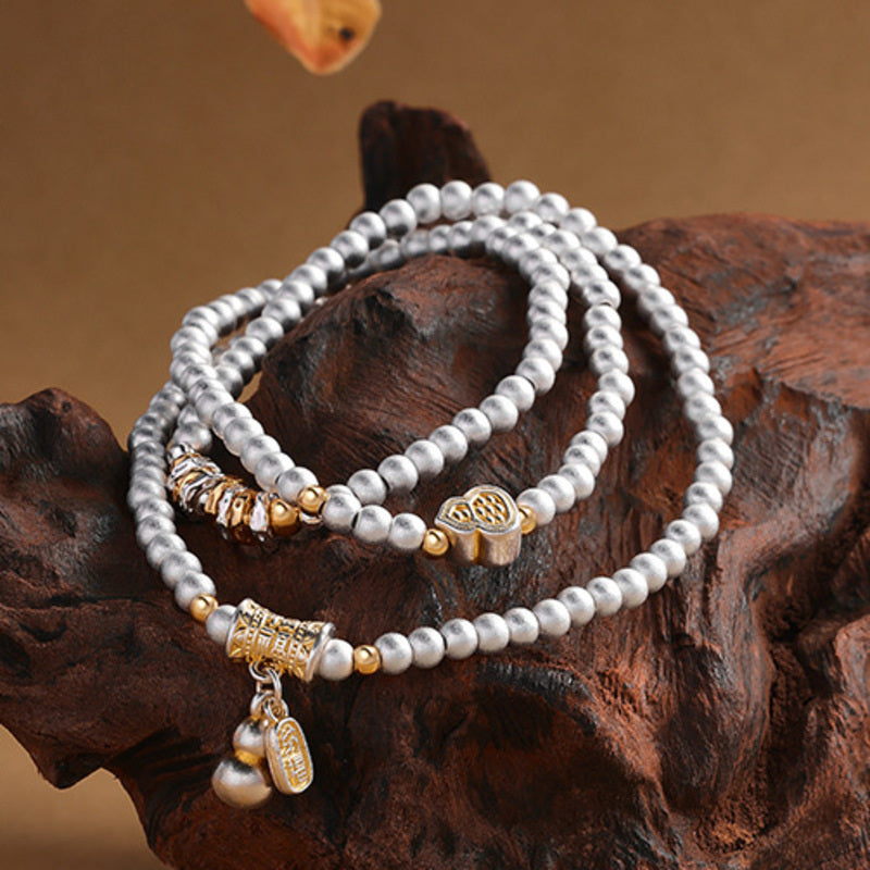 Fine Silver 999 Gourd Triple-Wrap Bracelet-Quiet Abundance