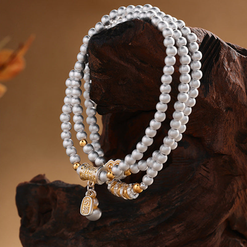 Fine Silver 999 Gourd Triple-Wrap Bracelet-Quiet Abundance