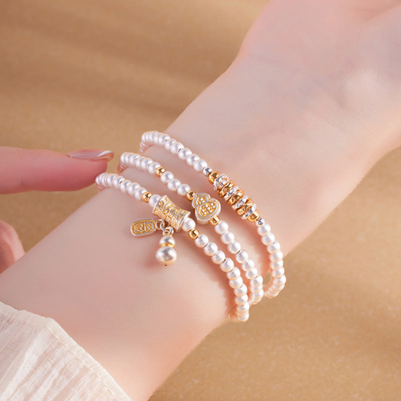 Fine Silver 999 Gourd Triple-Wrap Bracelet-Quiet Abundance
