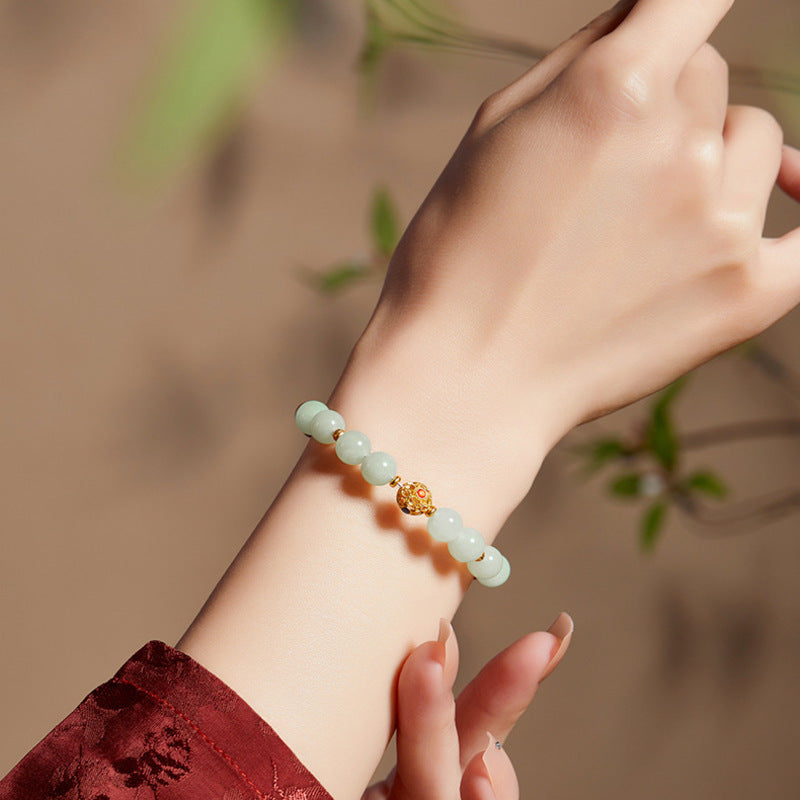 999 Silver Fortune Bead Red Agate Bracelet-Balanced Contrast