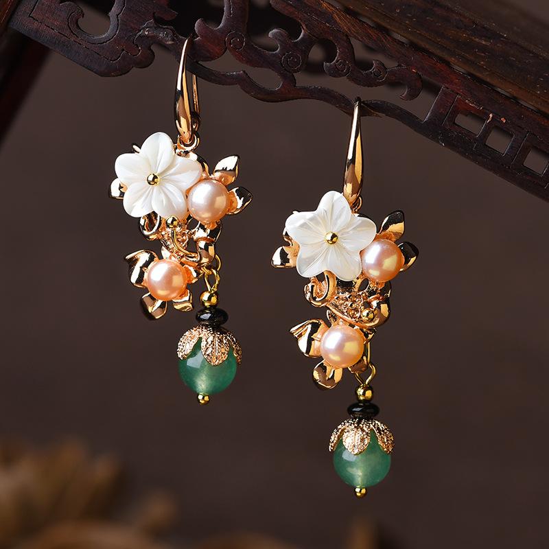 Fortune & Luck Pearl Green Jade Lucky Earring