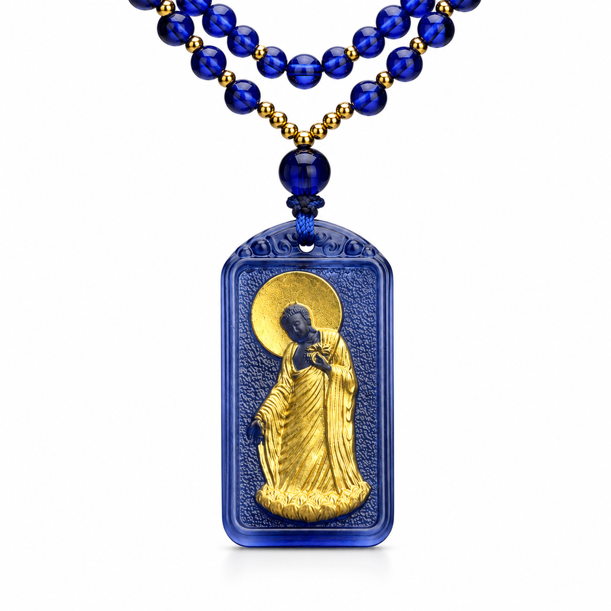 Sacred Zen Gilded Liuli Buddha Pendant - Golden Body & Halo Protection Series