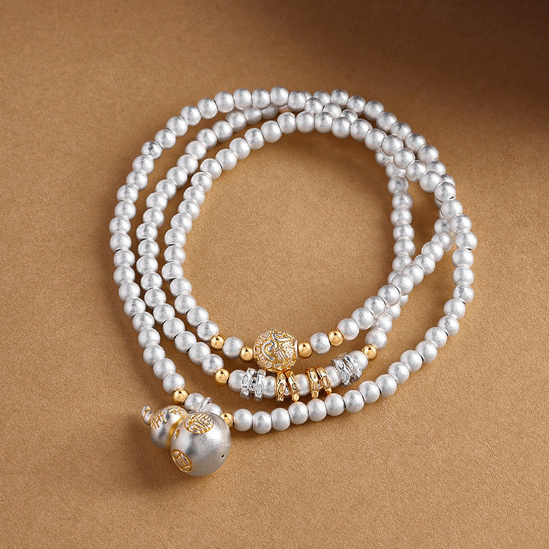 999 Fine Silver Gourd Multi-Wrap Bracelet-Fortune in Flow