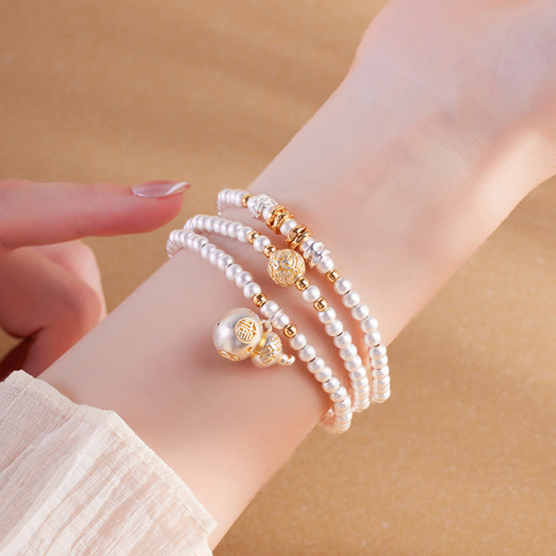 999 Fine Silver Gourd Multi-Wrap Bracelet-Fortune in Flow