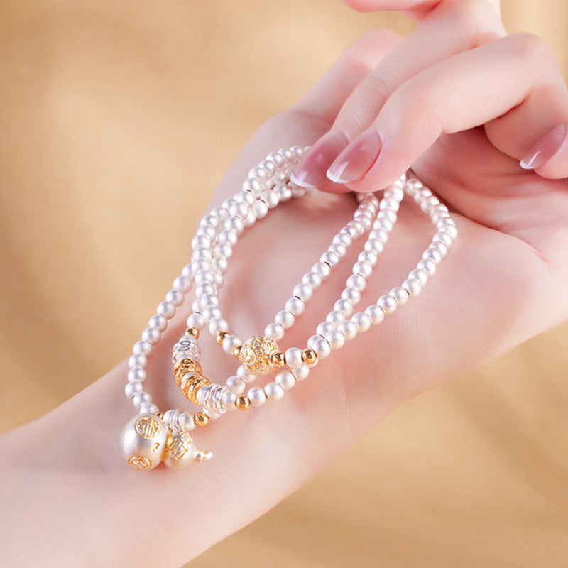 999 Fine Silver Gourd Multi-Wrap Bracelet-Fortune in Flow