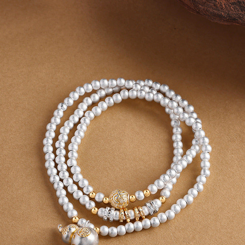 999 Fine Silver Gourd Multi-Wrap Bracelet-Fortune in Flow