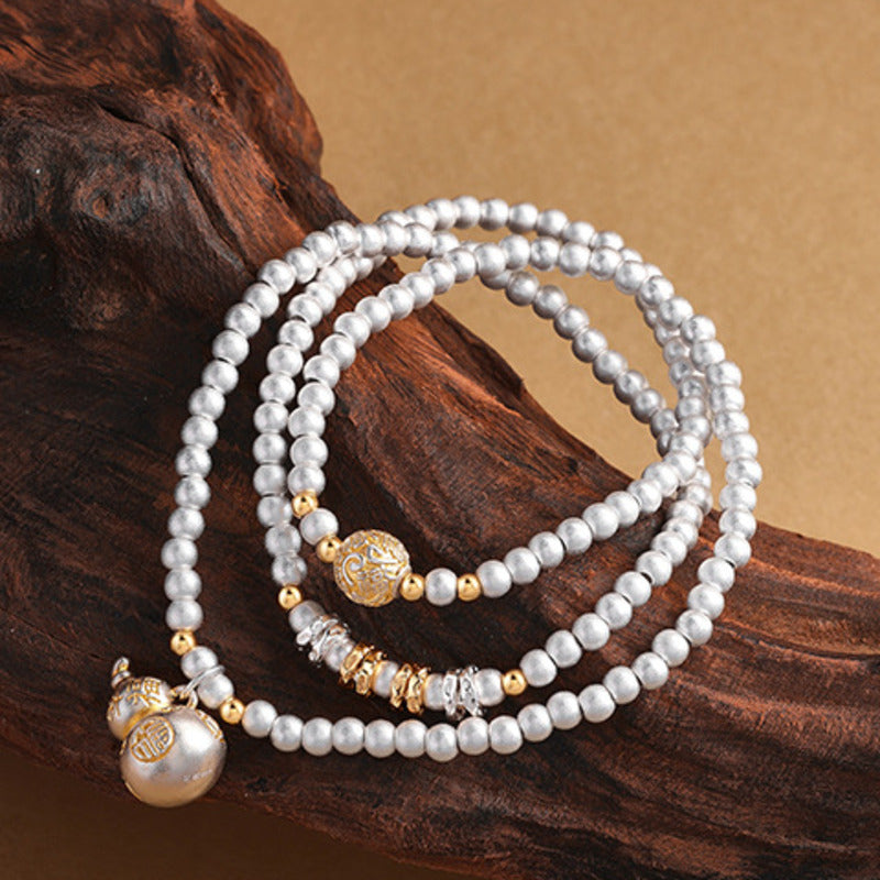 999 Fine Silver Gourd Multi-Wrap Bracelet-Fortune in Flow