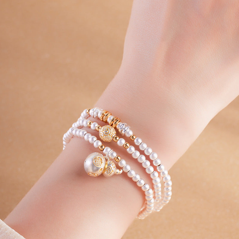 999 Fine Silver Gourd Multi-Wrap Bracelet-Fortune in Flow