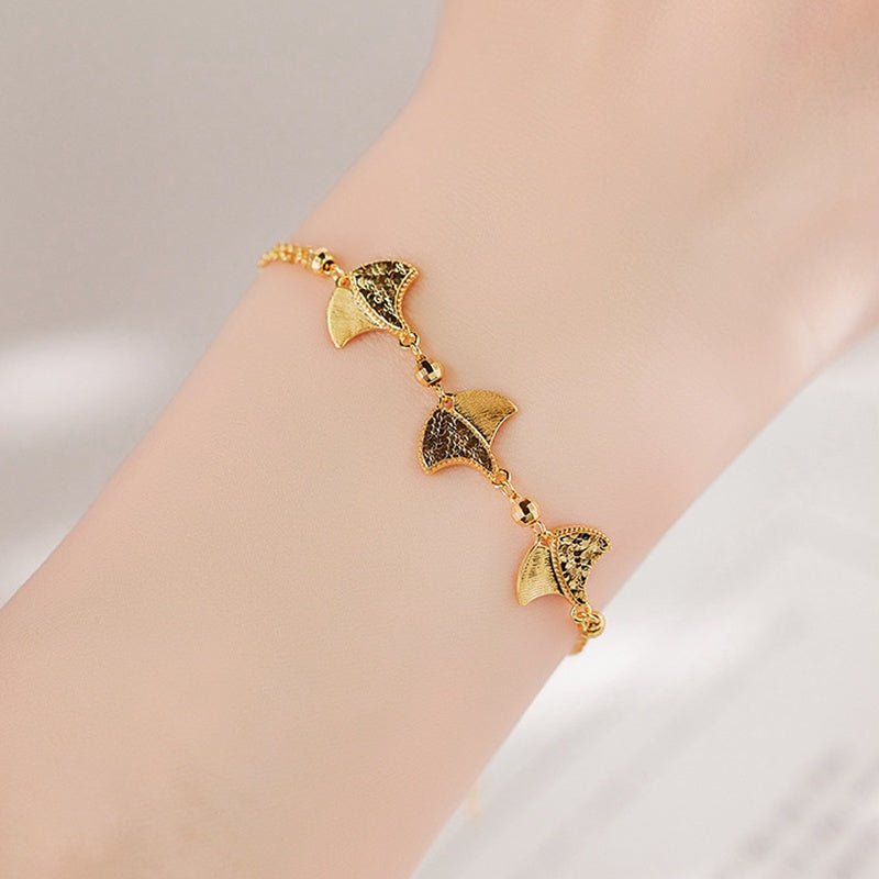 Sterling Silver Ginkgo Leaf Bracelet-Enduring Warmth