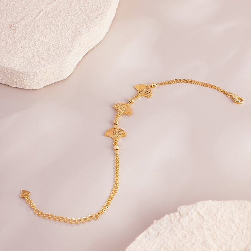 Sterling Silver Ginkgo Leaf Bracelet-Enduring Warmth