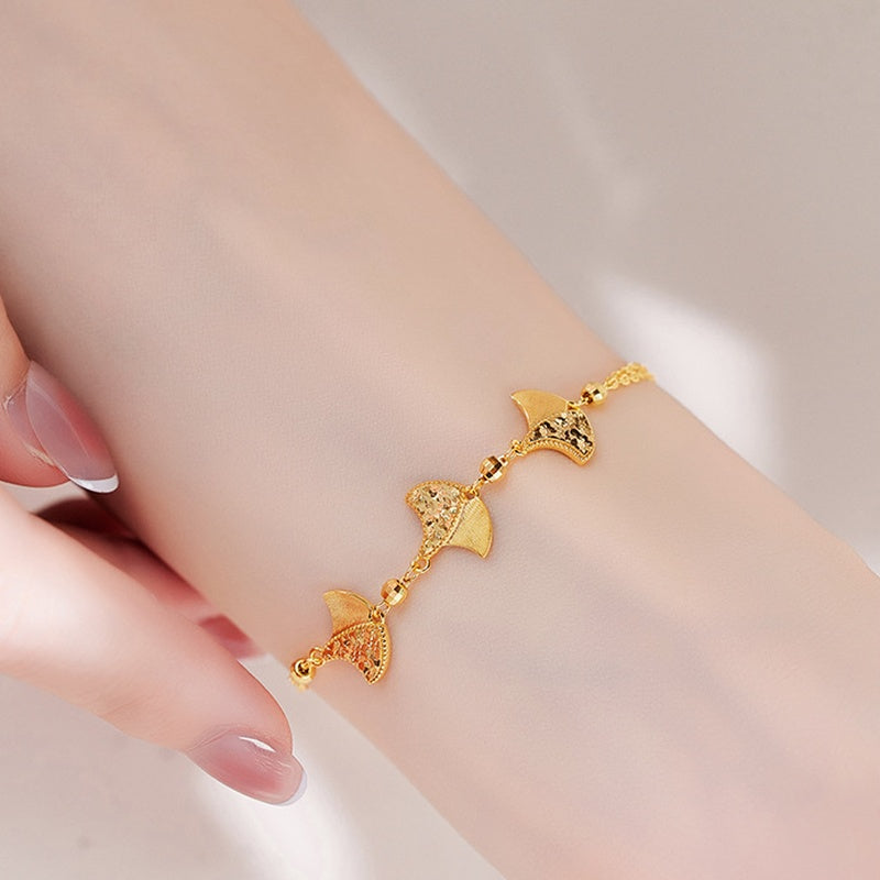 Sterling Silver Ginkgo Leaf Bracelet-Enduring Warmth