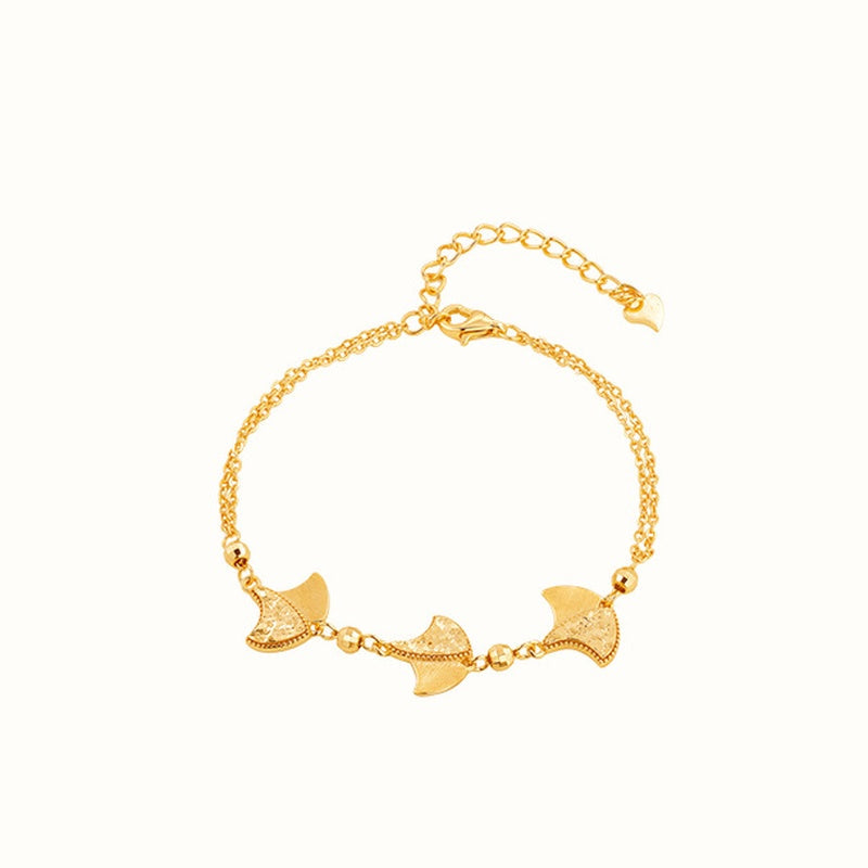 Sterling Silver Ginkgo Leaf Bracelet-Enduring Warmth