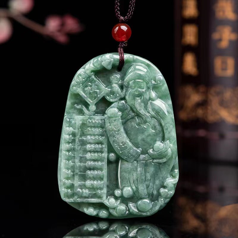 God Of Wealth Jade Pendant-Fengshui Abacus