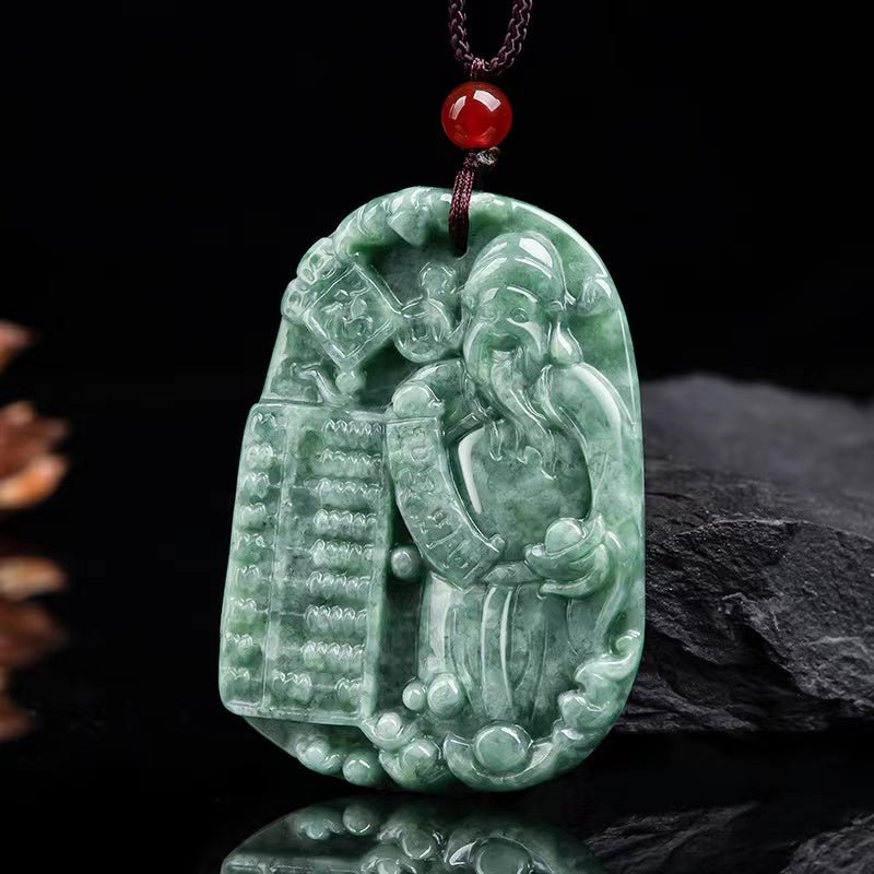 God Of Wealth Jade Pendant-Fengshui Abacus