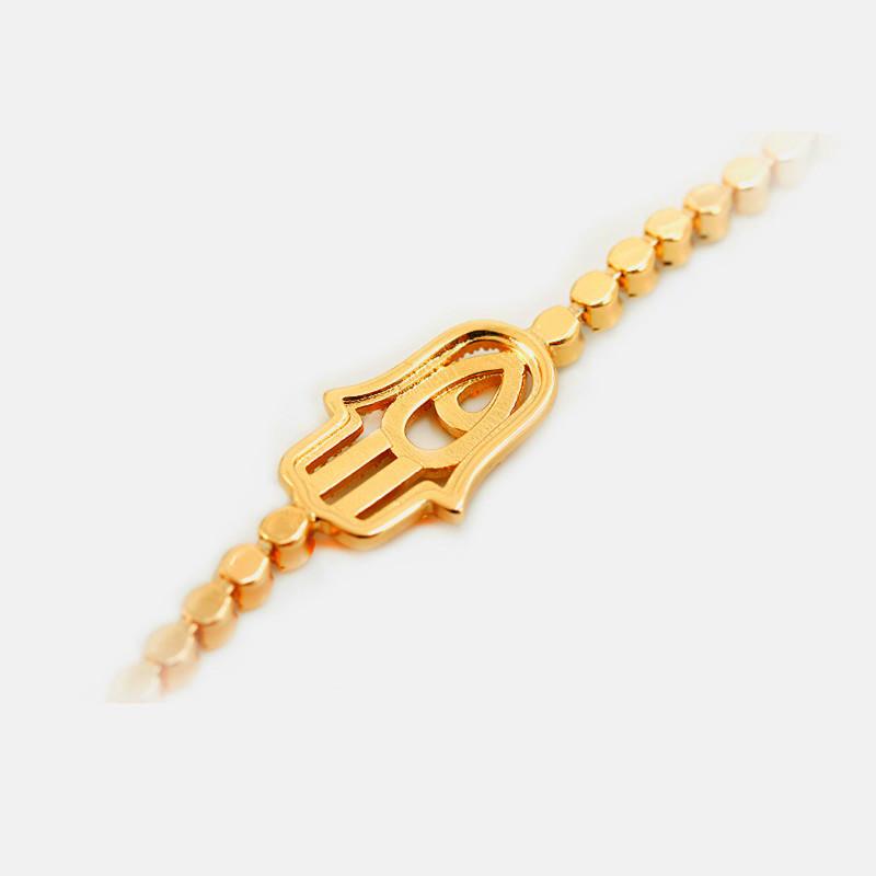 Gold Diamond Hand Of Fatima Protection Bracelet