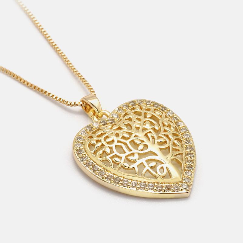 Gold Diamond Tree Of Life Healing Pendant Necklace