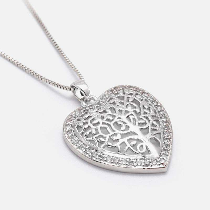 Gold Diamond Tree Of Life Healing Pendant Necklace