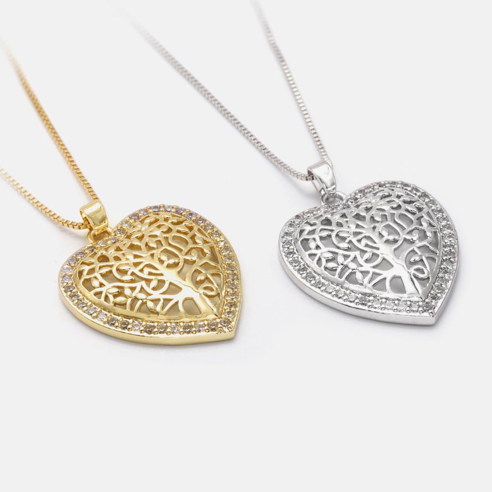 Gold Diamond Tree Of Life Healing Pendant Necklace