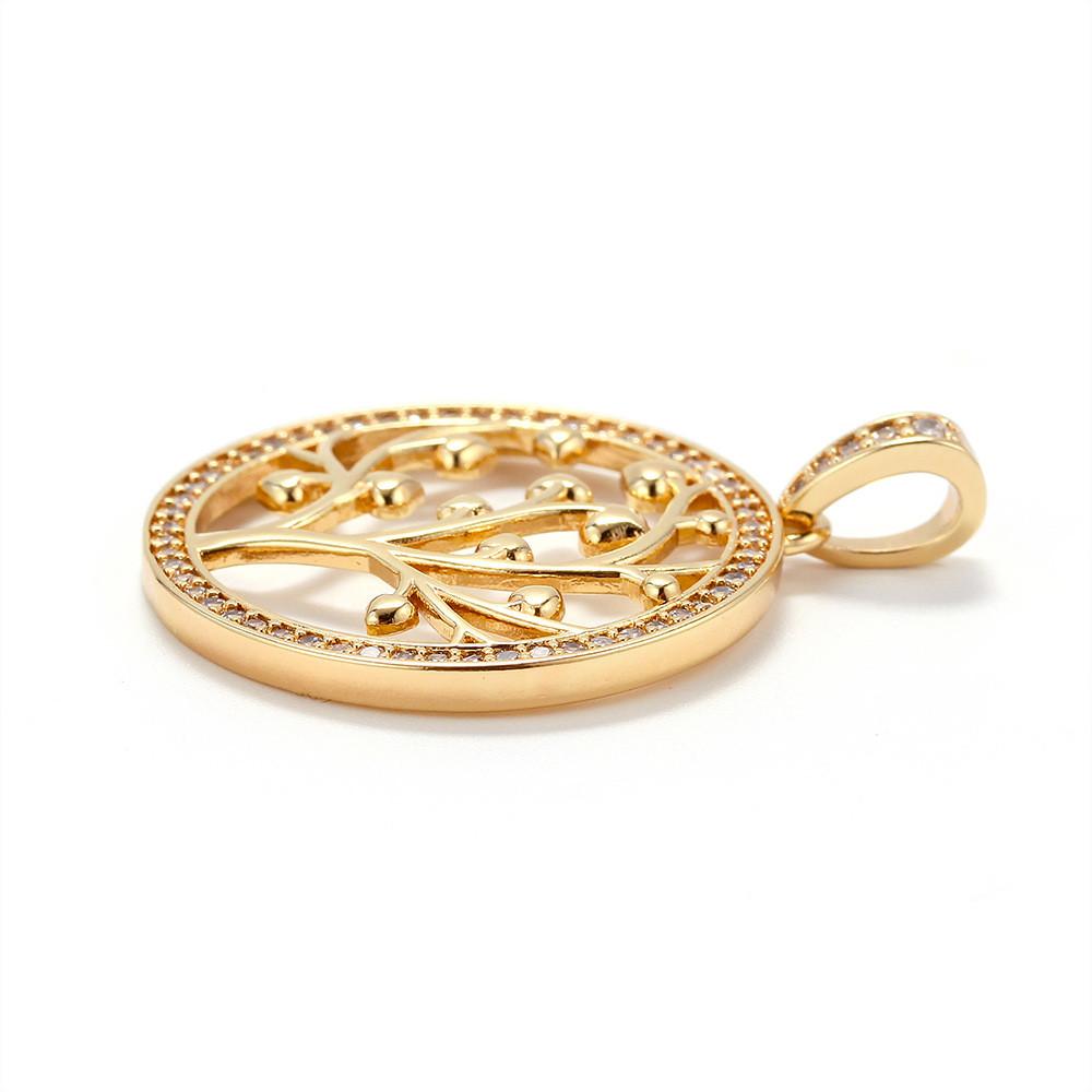 Gold Diamond Tree Of Life Protection Pendant Necklace