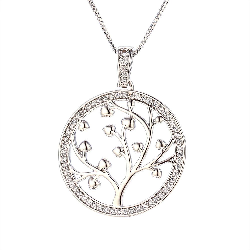 Gold Diamond Tree Of Life Protection Pendant Necklace