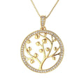 Gold Diamond Tree Of Life Protection Pendant Necklace