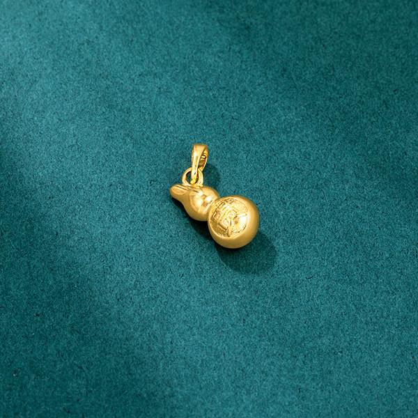 Gold Feng Shui Calabash Fortune Pendant Necklace