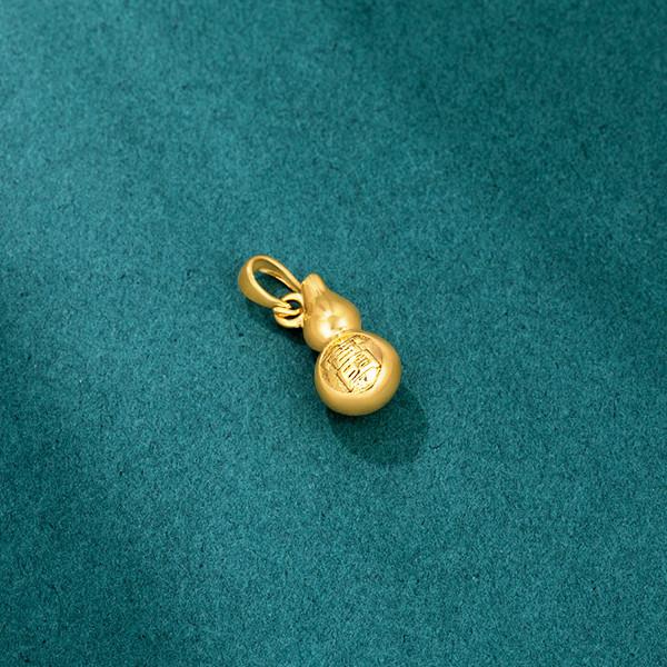 Gold Feng Shui Calabash Fortune Pendant Necklace