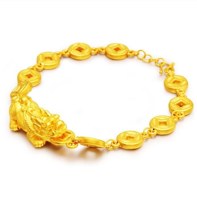 Gold Fengshui Lucky Coin Pixiu Wealth Bracelet