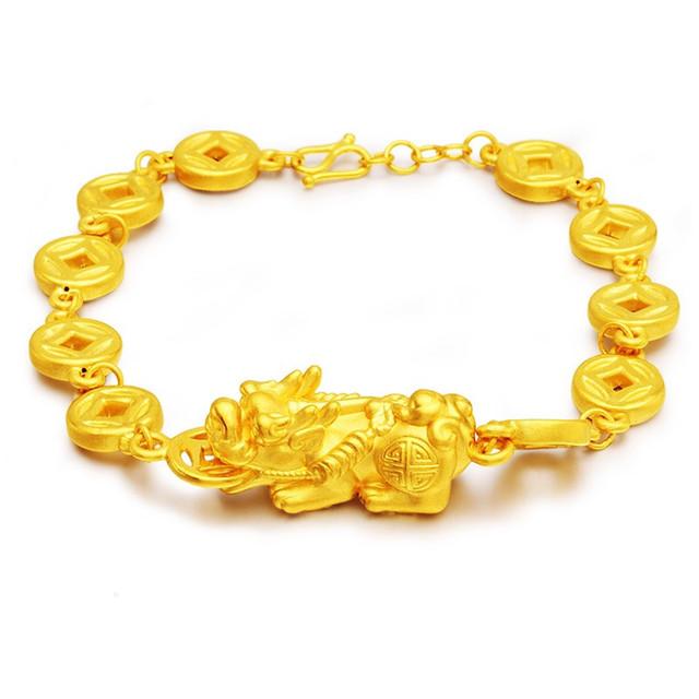 Gold Fengshui Lucky Coin Pixiu Wealth Bracelet