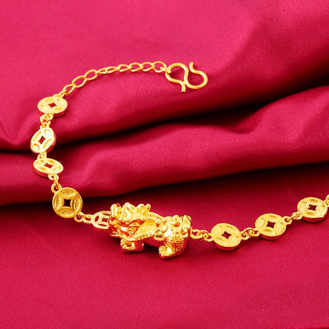 Gold Fengshui Lucky Coin Pixiu Wealth Bracelet