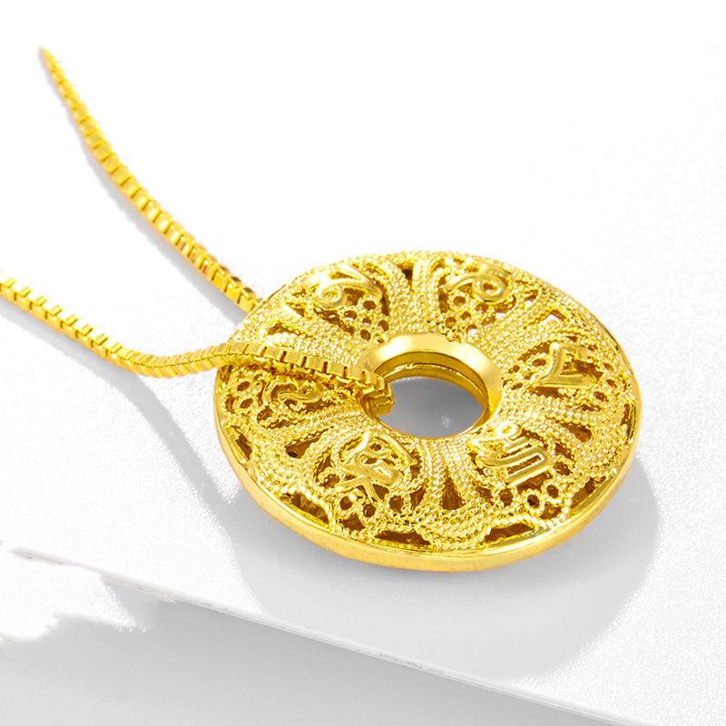 Gold Lucky Six True Words Mantra Pendant Necklace