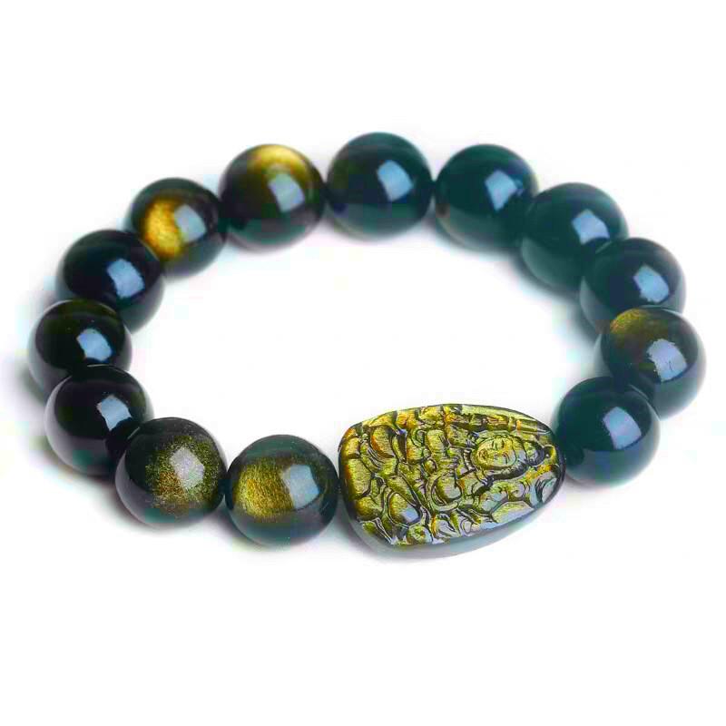 Gold Obsidian Buddha Proection Bracelet