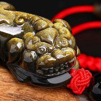 Gold Obsidian Pixiu Lucky Rope Protection Bracelet(Gold Sheen Obsidian)