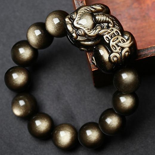 Gold Obsidian Pixiu Protection Bracelet(Gold Sheen Obsidian)