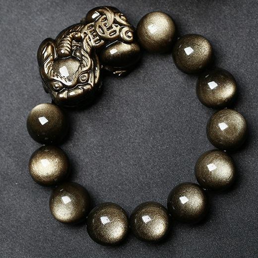 Gold Obsidian Pixiu Protection Bracelet(Gold Sheen Obsidian)
