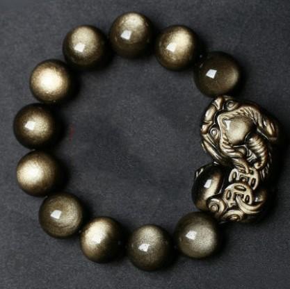 Gold Obsidian Pixiu Protection Bracelet(Gold Sheen Obsidian)
