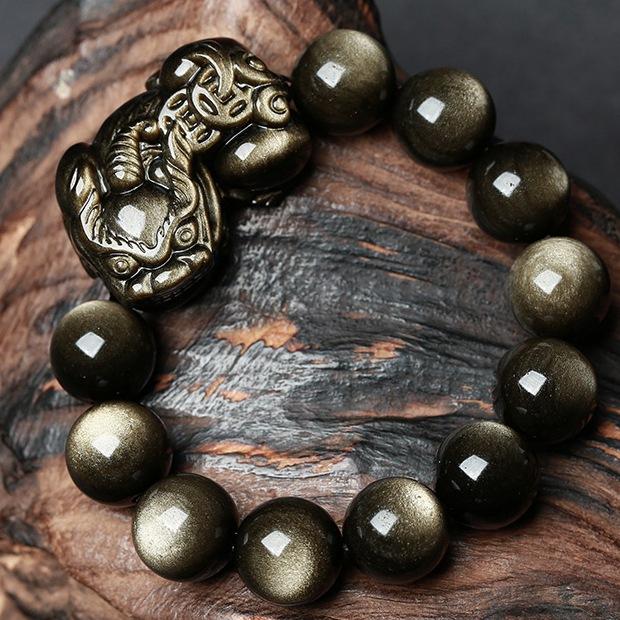 Gold Obsidian Pixiu Protection Bracelet(Gold Sheen Obsidian)