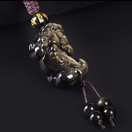 Gold Obsidian Pixiu Protection Lucky Auto Key Chain Pendant