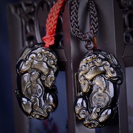 Gold Obsidian Pixiu Protection Pendant(Gold Sheen Obsidian)