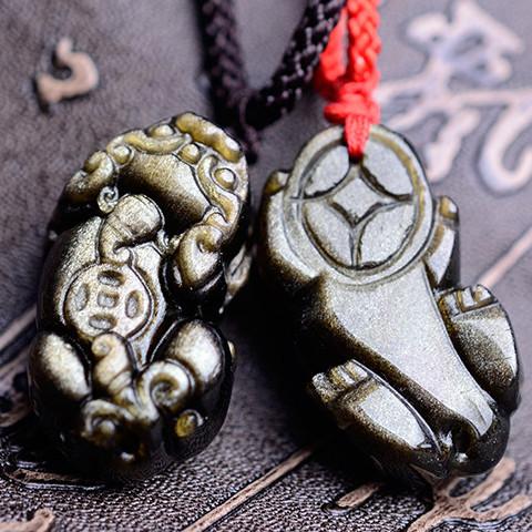 Gold Obsidian Pixiu Protection Pendant(Gold Sheen Obsidian)