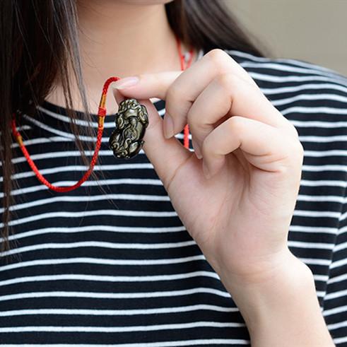 Gold Obsidian Pixiu Protection Pendant(Gold Sheen Obsidian)