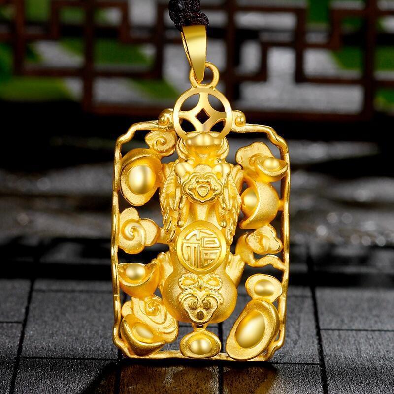 Gold Pixiu Feng Shui Coin Lucky Pendant