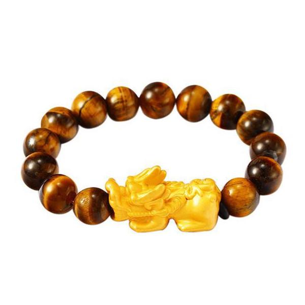 Gold Pixiu Feng Shui Mantra Bead Wealth Bracelet