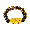 Gold Pixiu Feng Shui Mantra Bead Wealth Bracelet