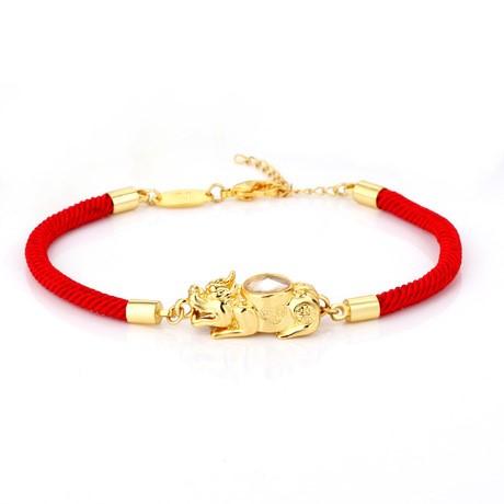 Gold Pixiu Lucky Rotatable Windmill Rope Bracelet